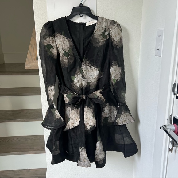 New Zimmermann Balance Long Sleeve Mini Dress in Black - Picture 5 of 15